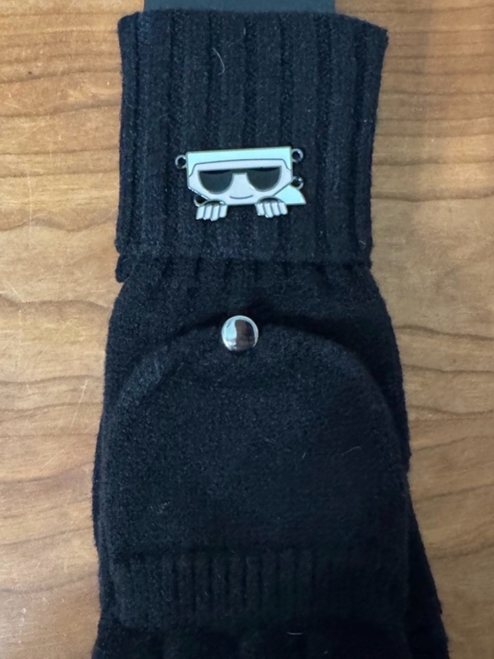 Karl lagerfeld Black Knit Convertible Fingerless Gloves